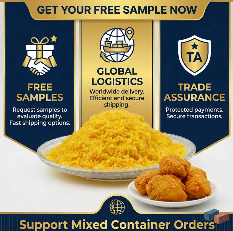 Dry Panko Bread Crumbs Yellow 4-6mm Needle Shape 500g 1kg 10kg 20kg Bulk Packaging for Fried Chicken Coating