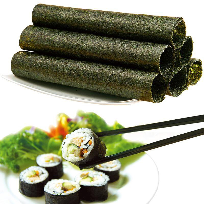 Halal Certified Roasted Seaweed Nori 50 Full Sheets Max 5% Moisture Dark Green Sushi Wrap